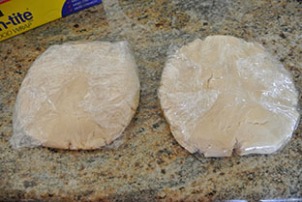 Form dough into discs, wrap and put in refrigerator.